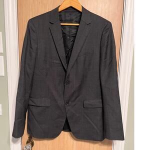 Theory Wellar Dayman Trim Fit Charcoal Multi Sport Coat Blazer 40R Gray Wool